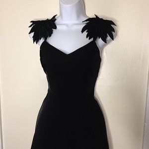 Elegant Black Mini Dress with Leaf Accents